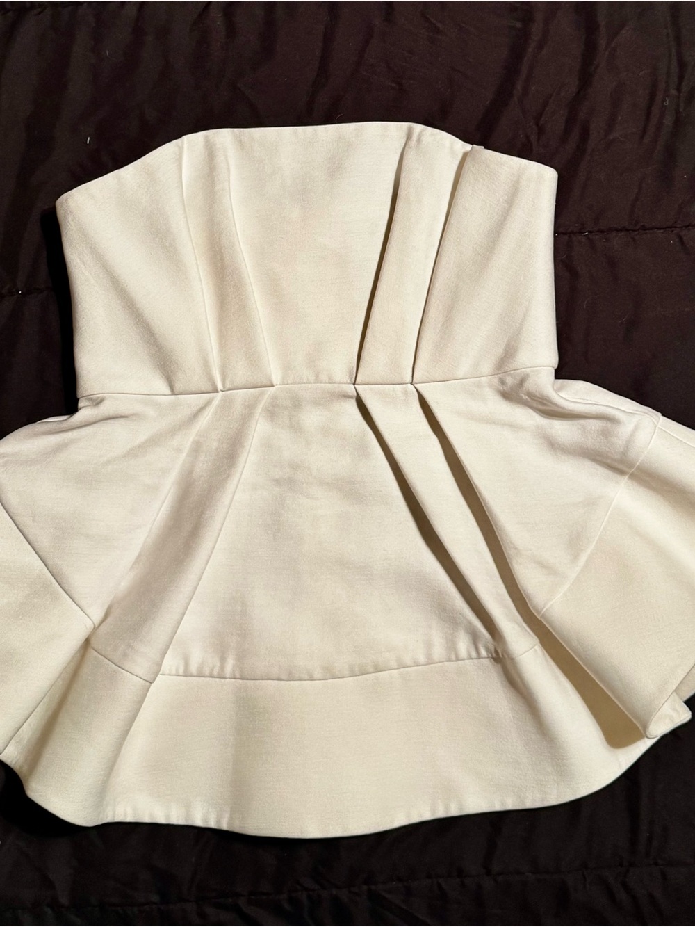 C/MEO Collective White Structured Peplum Strapless Top Size L